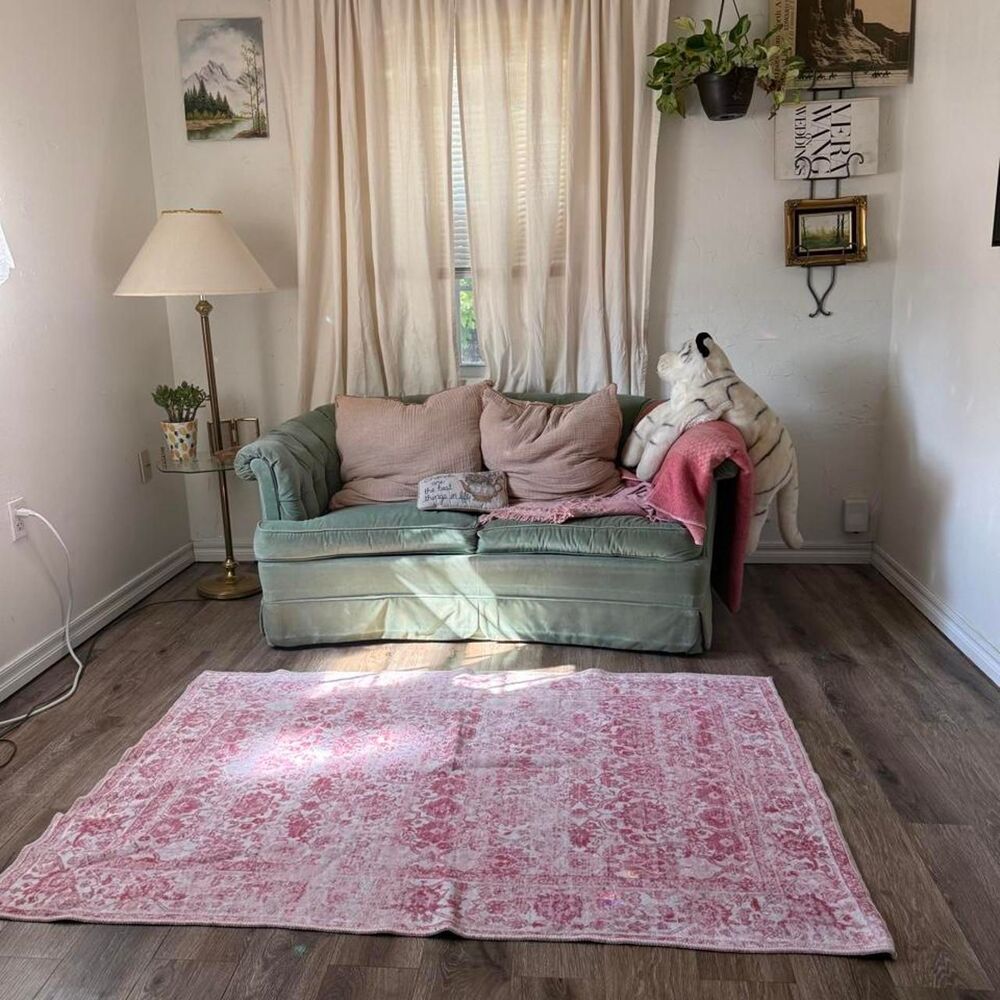5.5x3.5 pink rug- BOHO
